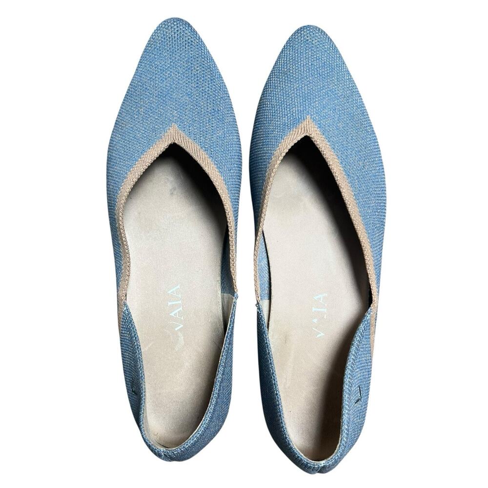 Vivaia Vienna Pointed Toe Knit Ballet Flats Size 37.5 US 7 Light Blue - Picture 6 of 9
